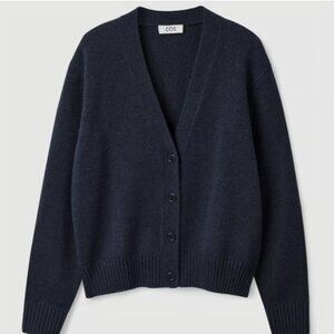 COS Cardigan 100% Wool Navy Medium